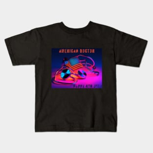 American Medic, american doctor, nurse, 4th july, neon Kids T-Shirt